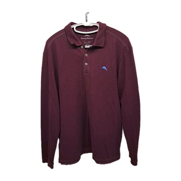 Tommy Bahama Other - Tommy Bahama Long Sleeve Burgundy Size M Pima Cotton Polo